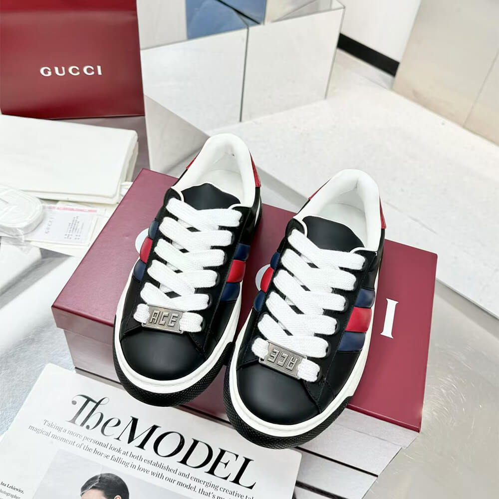 Gvc*1 Ace Web Stripe leather sneakers