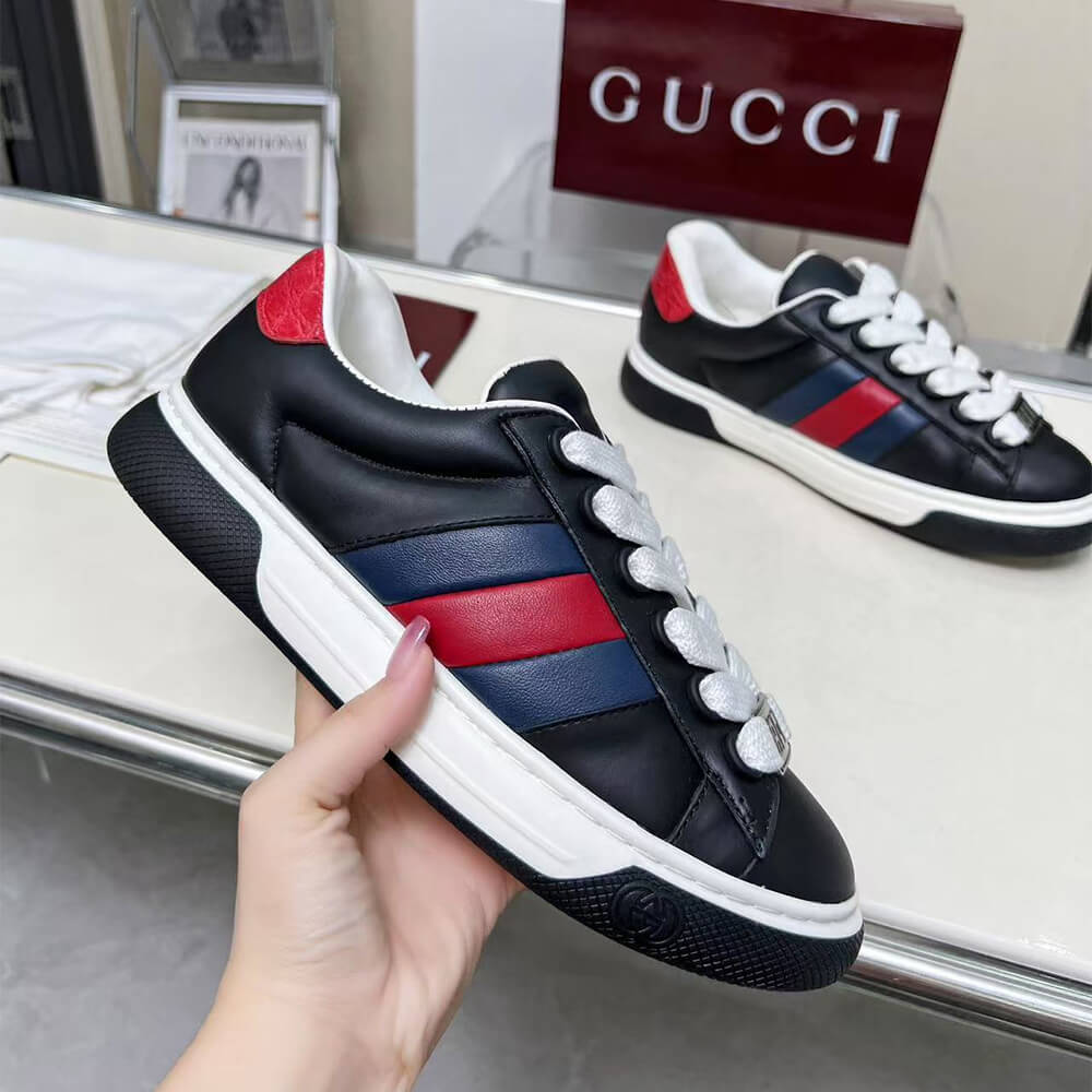 Gvc*1 Ace Web Stripe leather sneakers