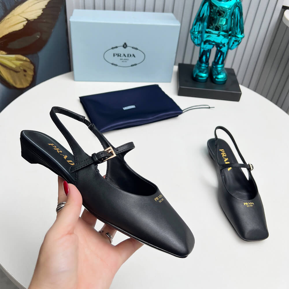 Pra*a Leather Slingback Ballerinas