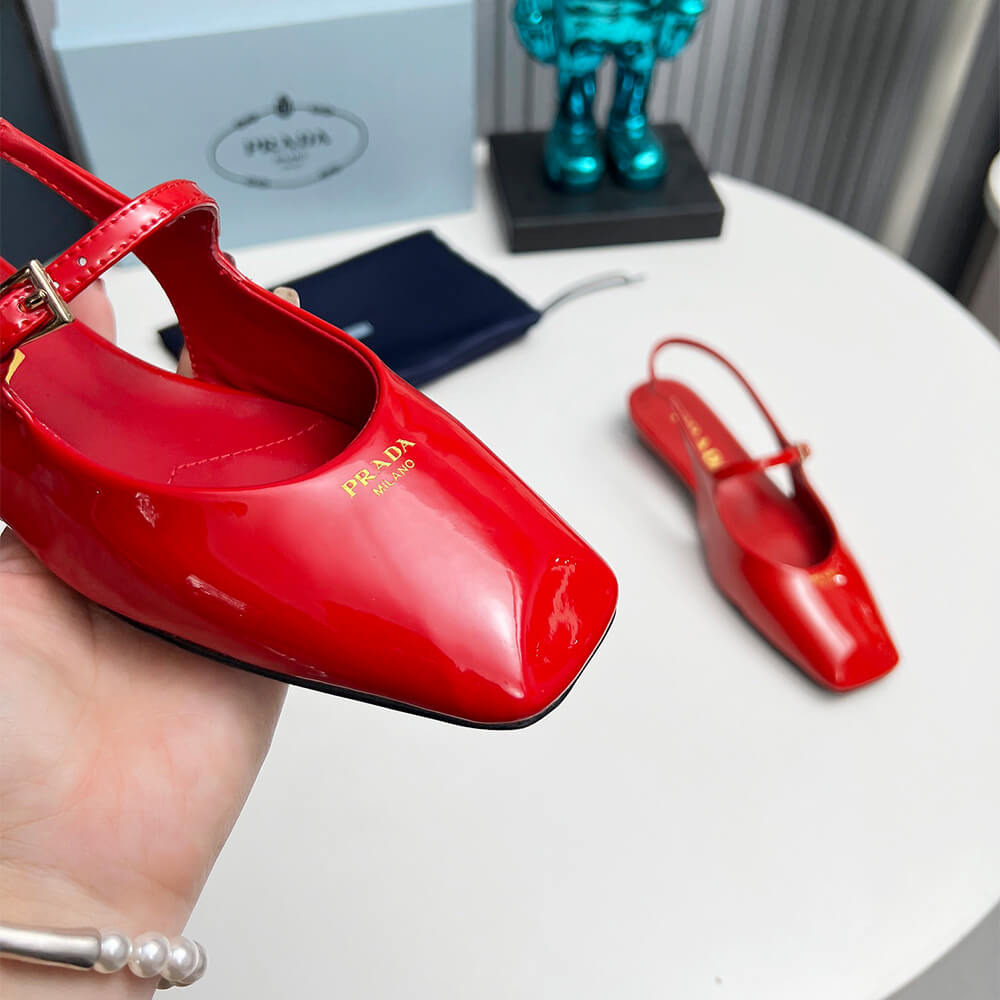 Pra*a Patent Leather Slingback Ballerinas