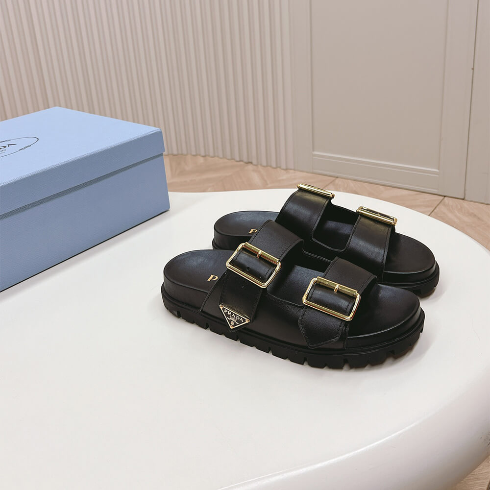 Pra*a Nappa leather slides
