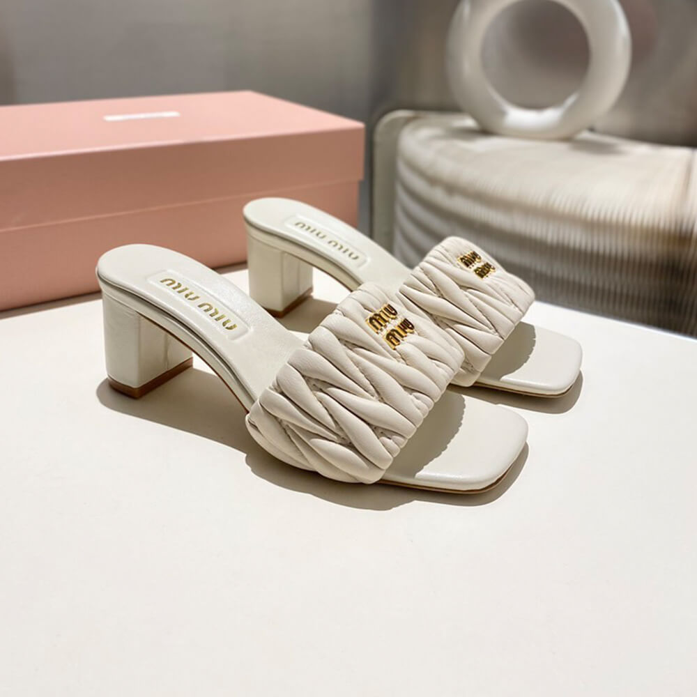 M1um1u Matelass?? nappa leather slides