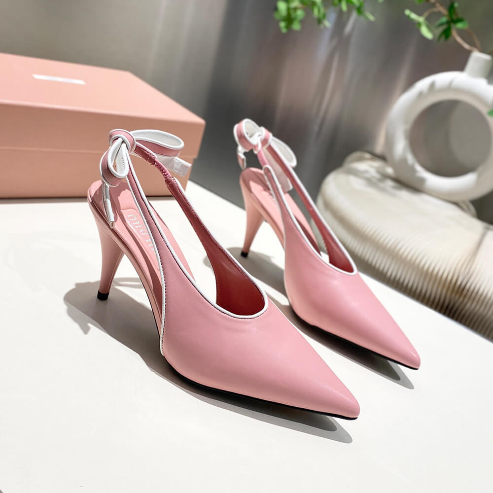 M1um1u Nappa leather slingback pumps