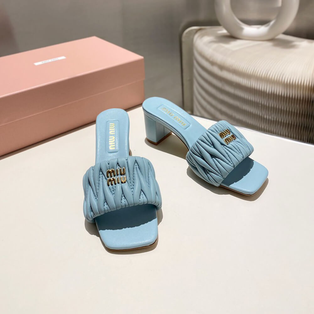 M1um1u Matelass?? nappa leather slides