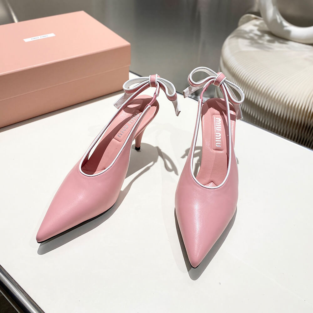 M1um1u Nappa leather slingback pumps