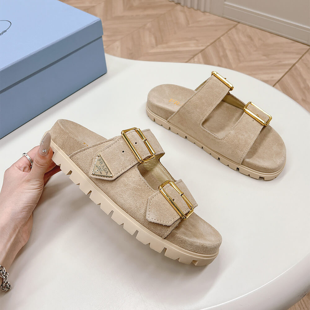 Pra*a Suede strap slides