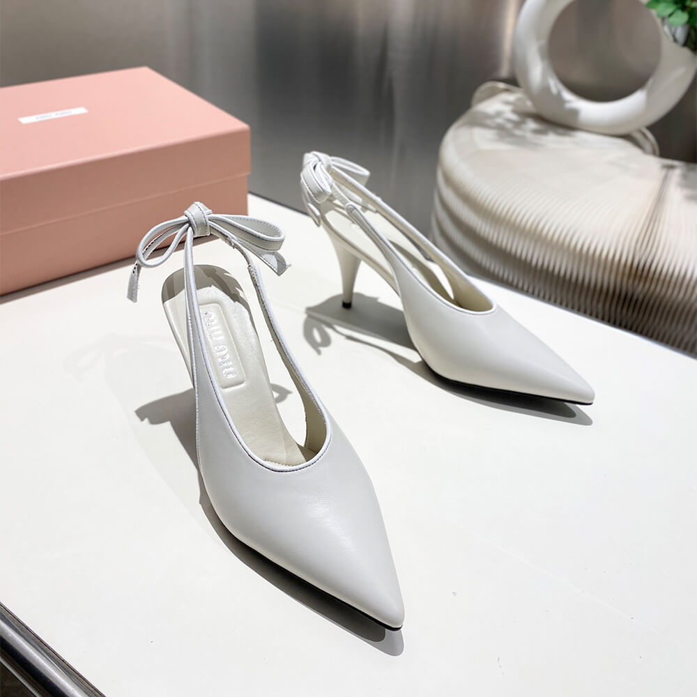 M1um1u Nappa leather slingback pumps