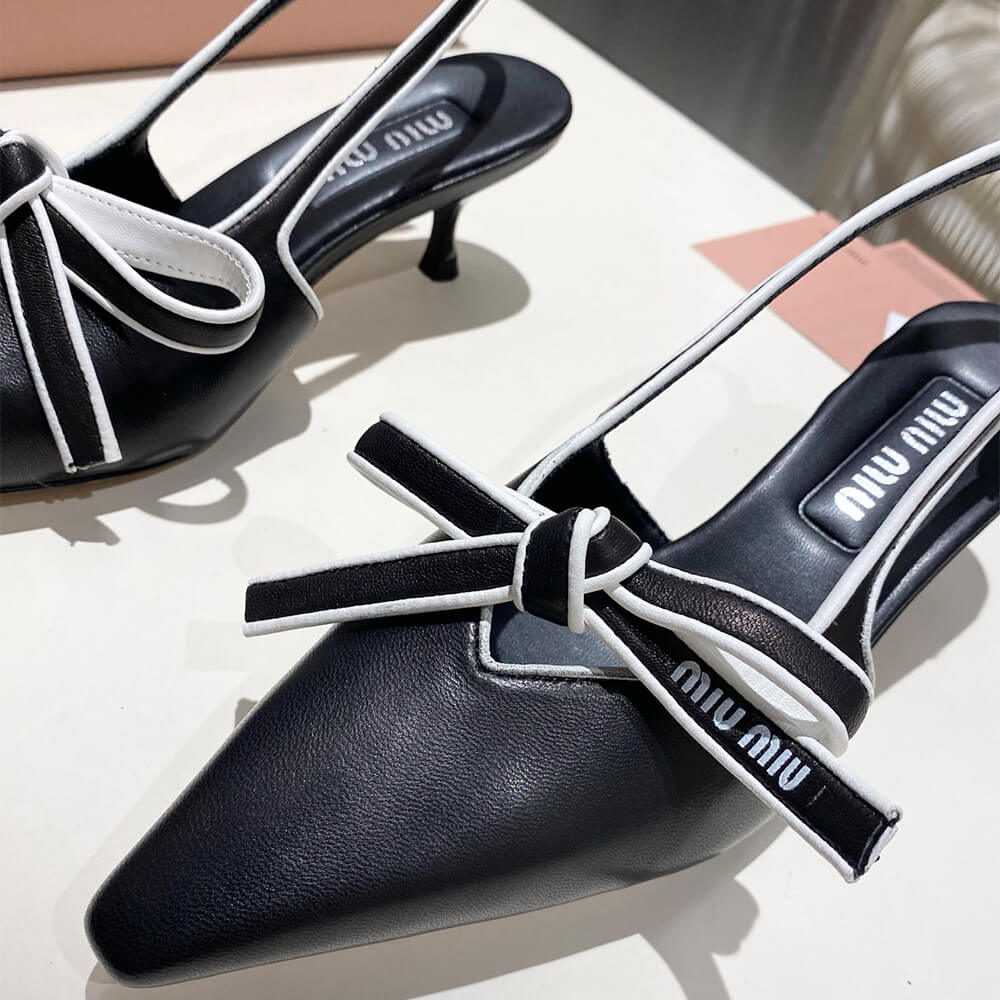 M1um1u Nappa leather slingback pumps