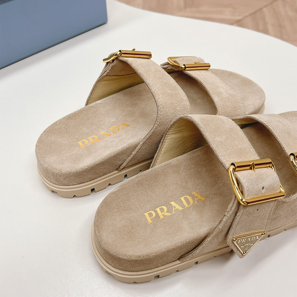 Pra*a Suede strap slides