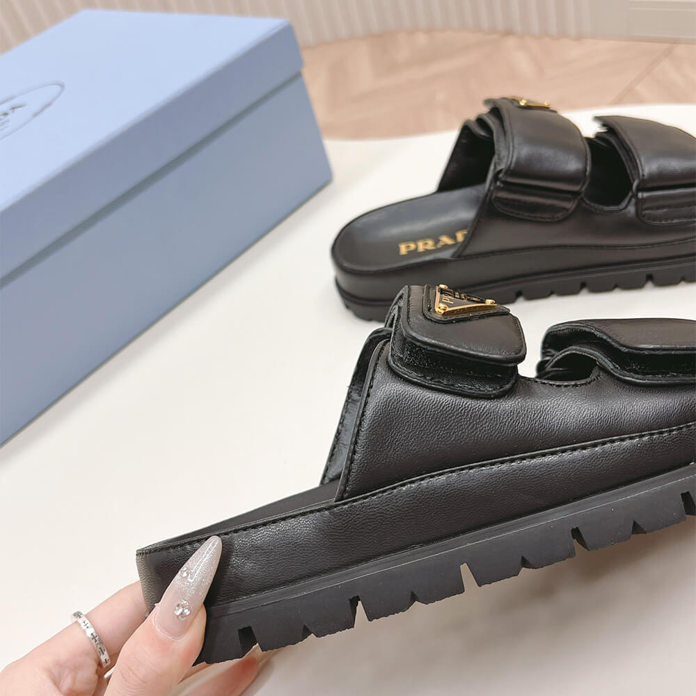 Pra*a Nappa leather slides