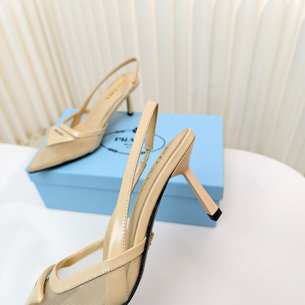 Pra*a Mesh fabric slingback pumps