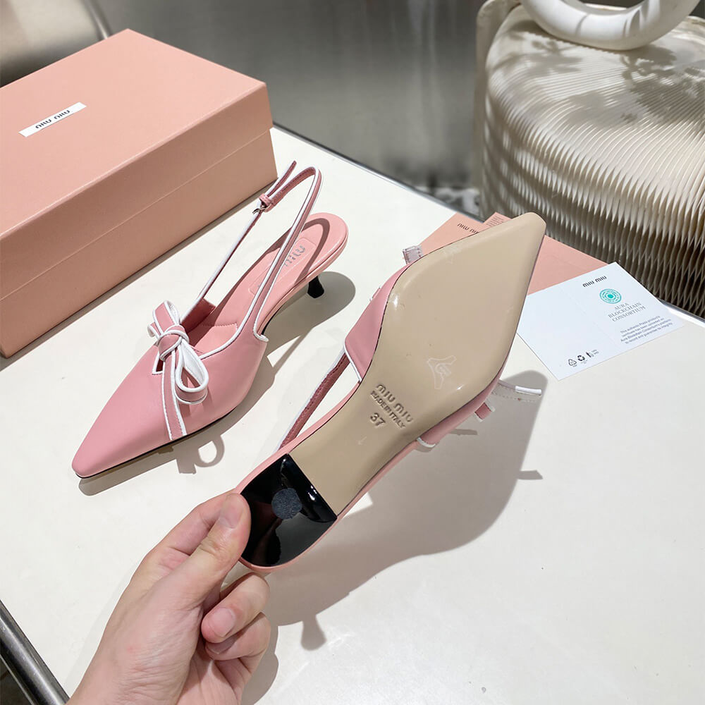 M1um1u Nappa leather slingback pumps