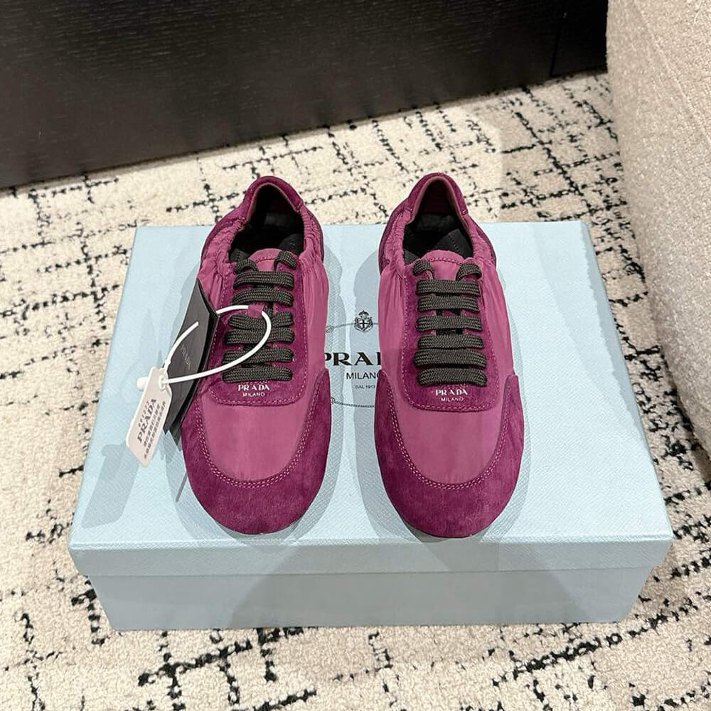 Pra*a Collapse Re-Nylon and suede sneakers