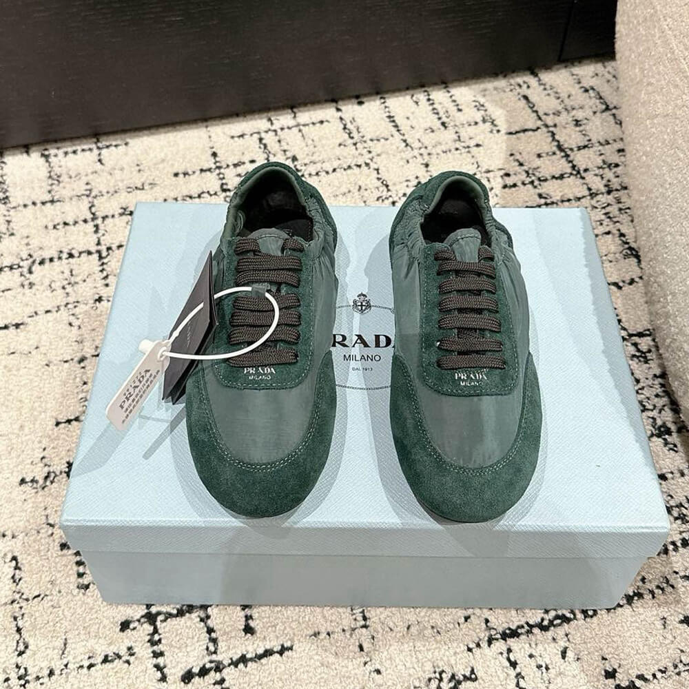 Pra*a Collapse Re-Nylon and suede elasticized sneakers