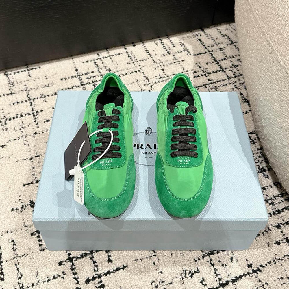 Pra*a Collapse Re-Nylon and suede elasticized sneakers
