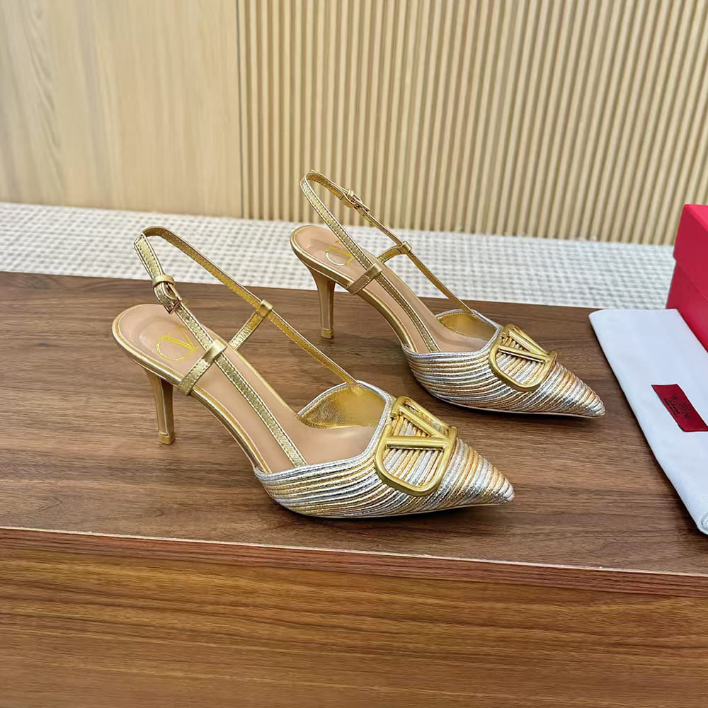 Va1e*ntin0 VLOGO SIGNATURE metallic slingback high heels (heel height 8 cm)