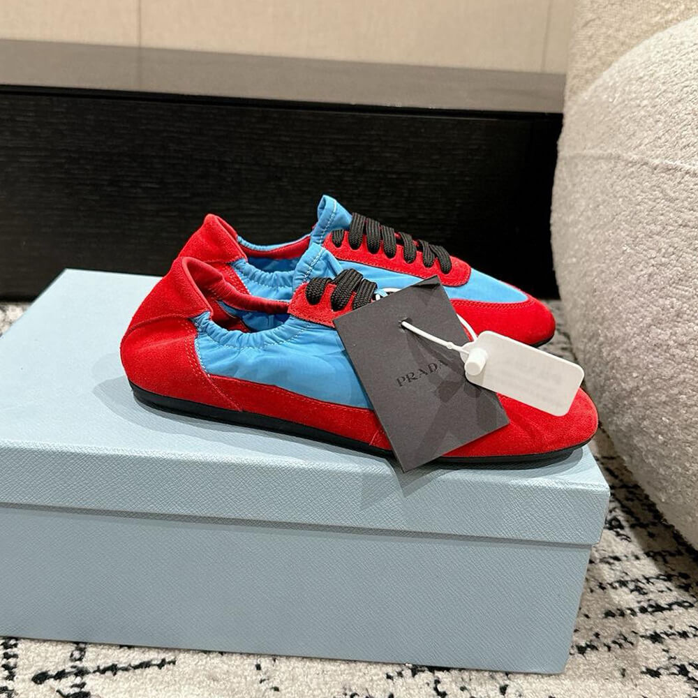 Pra*a Collapse Re-Nylon and suede elasticized sneakers