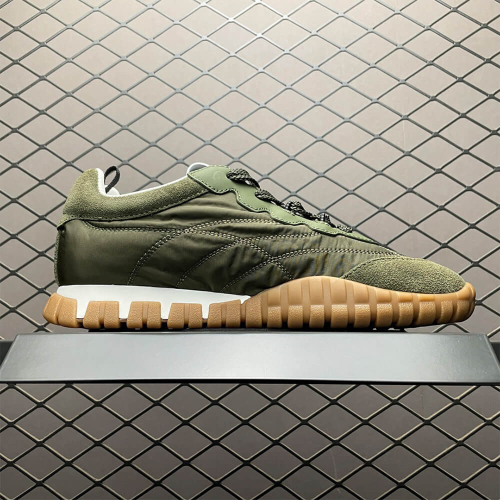 M1um1u Tyre technical fabric and suede sneakers