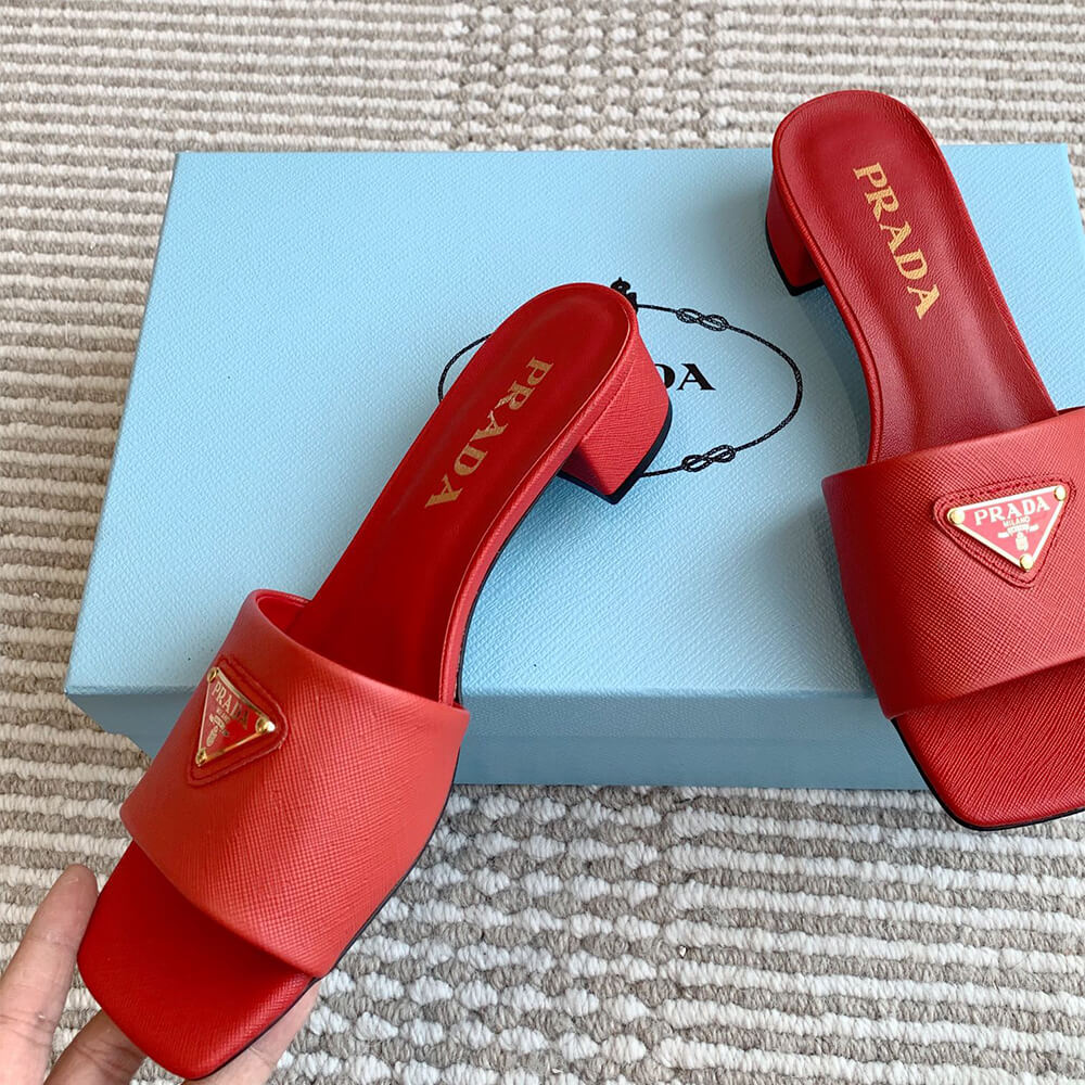 Pra*a Saffiano patent leather sandals