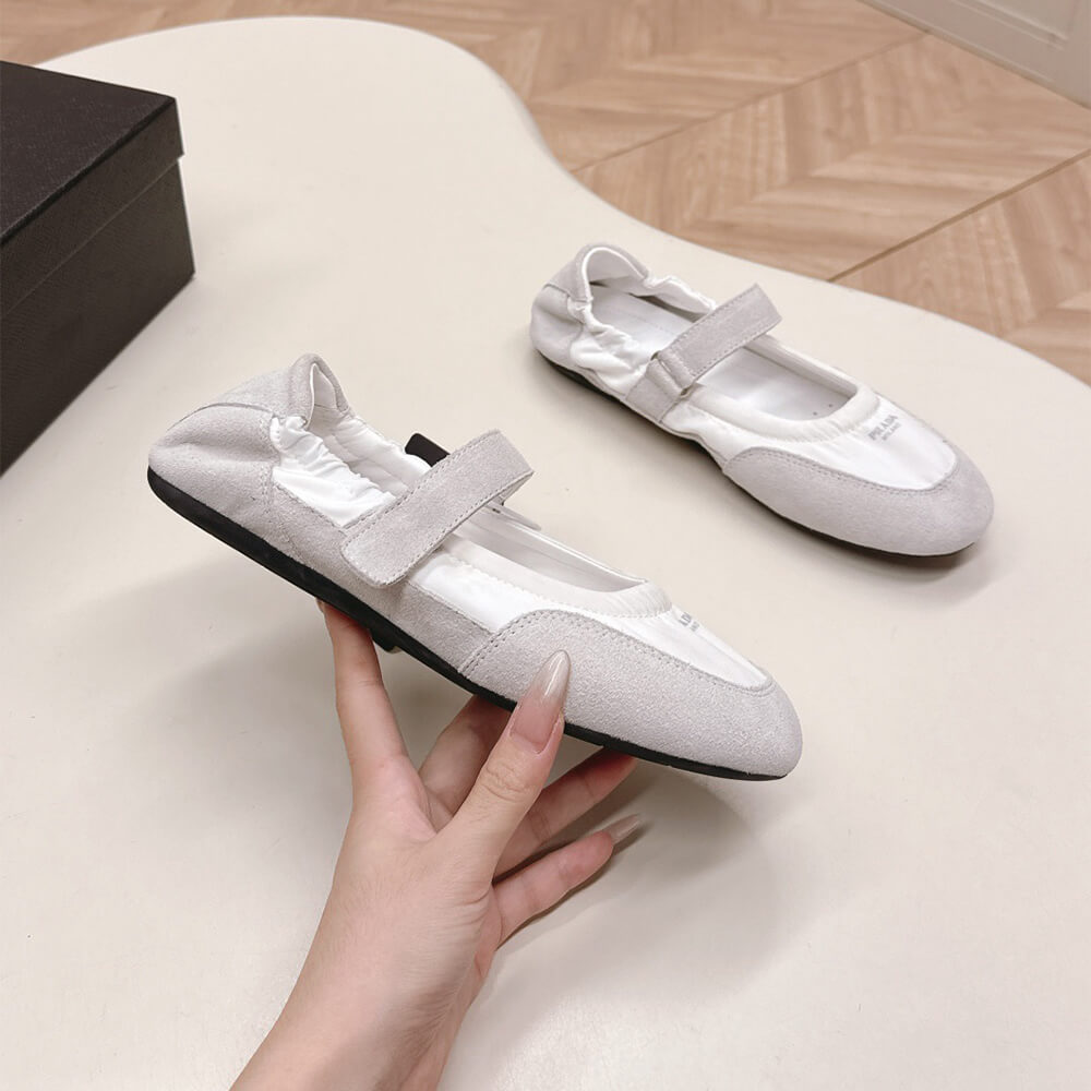 Pra*a Re-Nylon and suede ballet flats