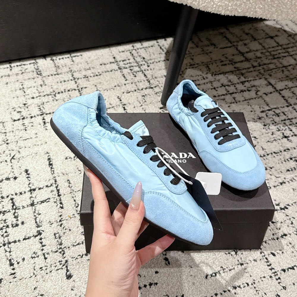 Pra*a Collapse Re-Nylon and suede elasticized sneakers