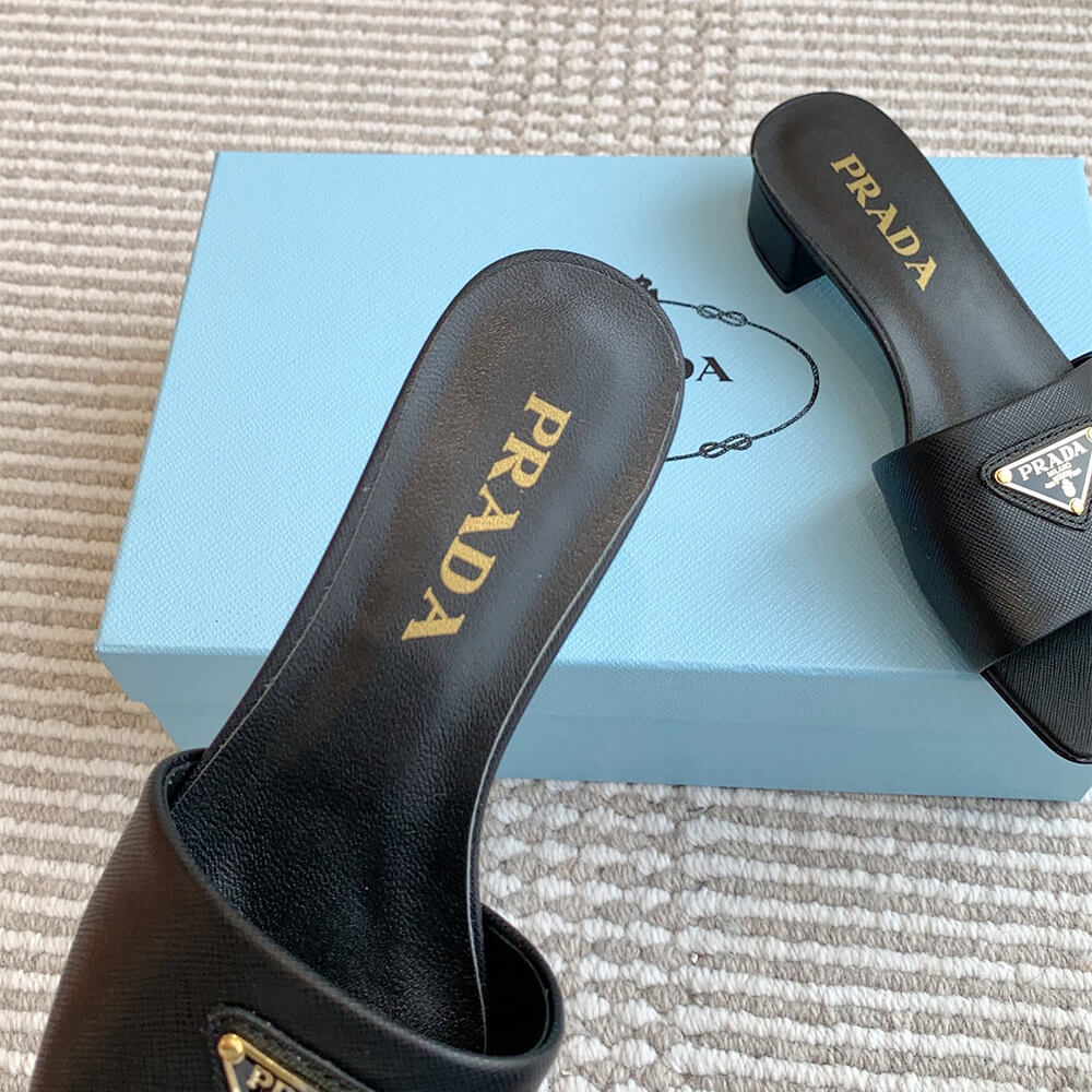 Pra*a Saffiano patent leather sandals