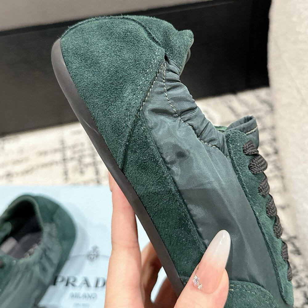 Pra*a Collapse Re-Nylon and suede elasticized sneakers