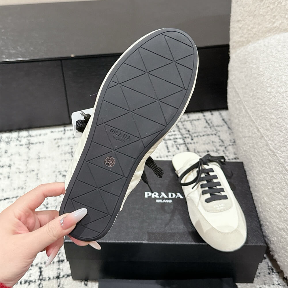 Pra*a Collapse Re-Nylon and suede mules