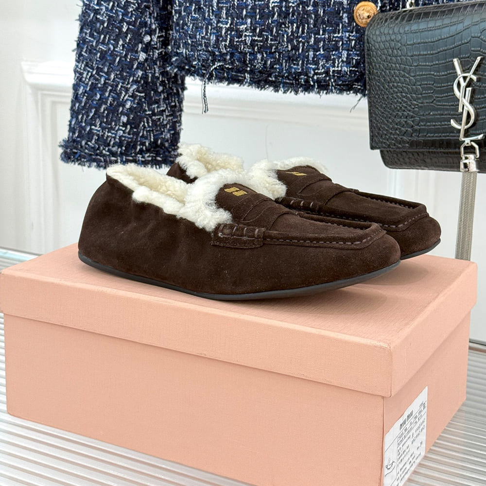 M1um1u Ruches suede loafers