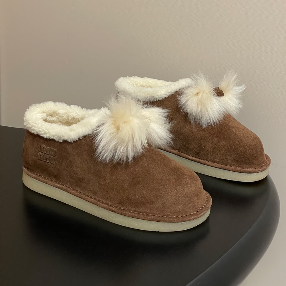 M1um1u Suede and shearling mules