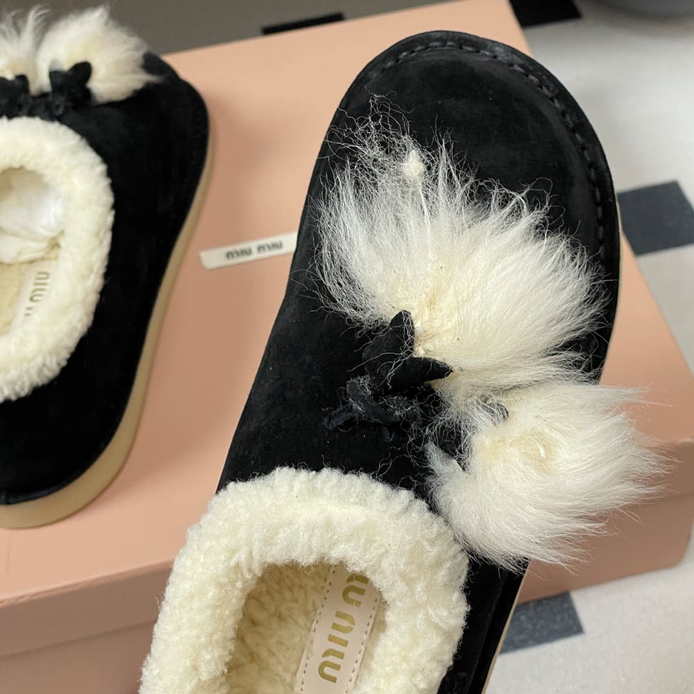 M1um1u Suede and shearling mules