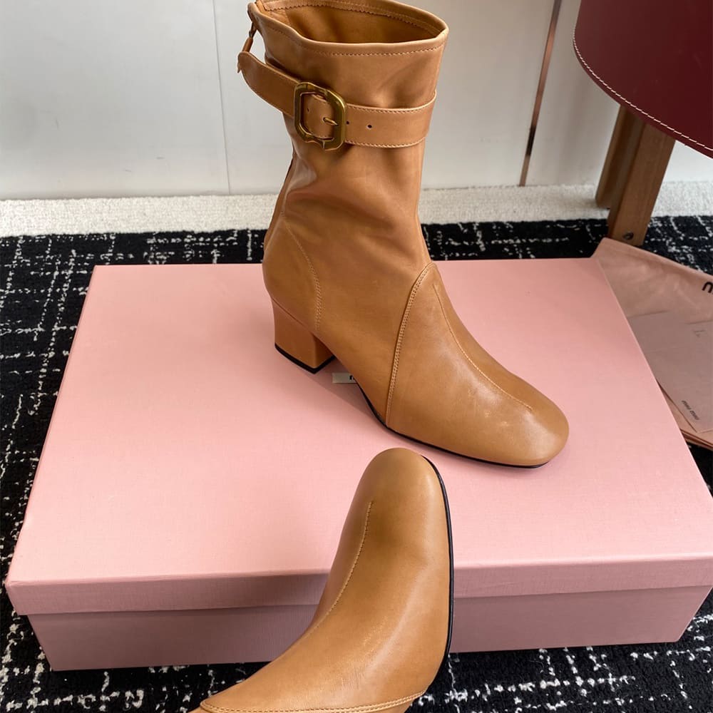 M1um1u Nappa leather booties