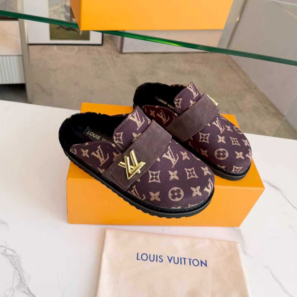 LV Monogram Wool Mules