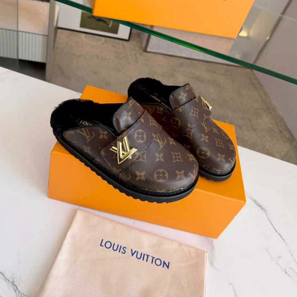 LV Monogram Wool Mules