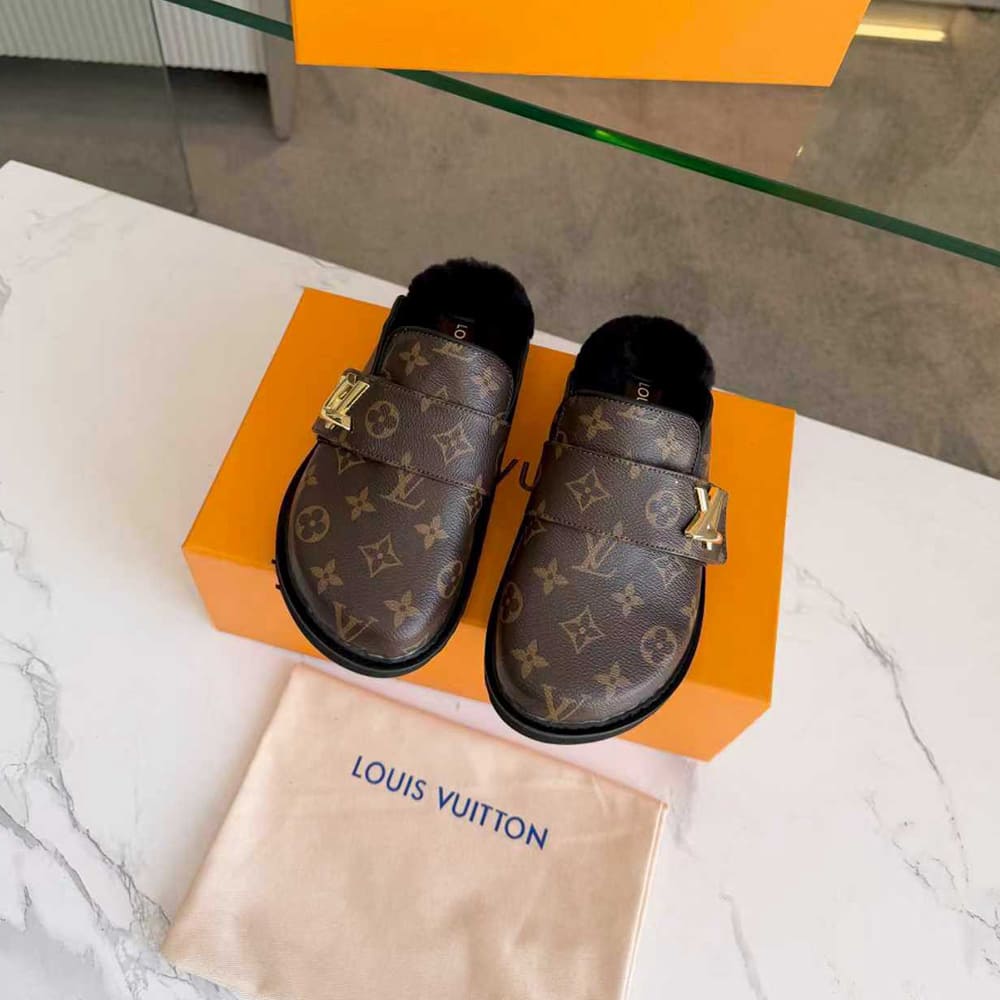 LV Monogram Wool Mules