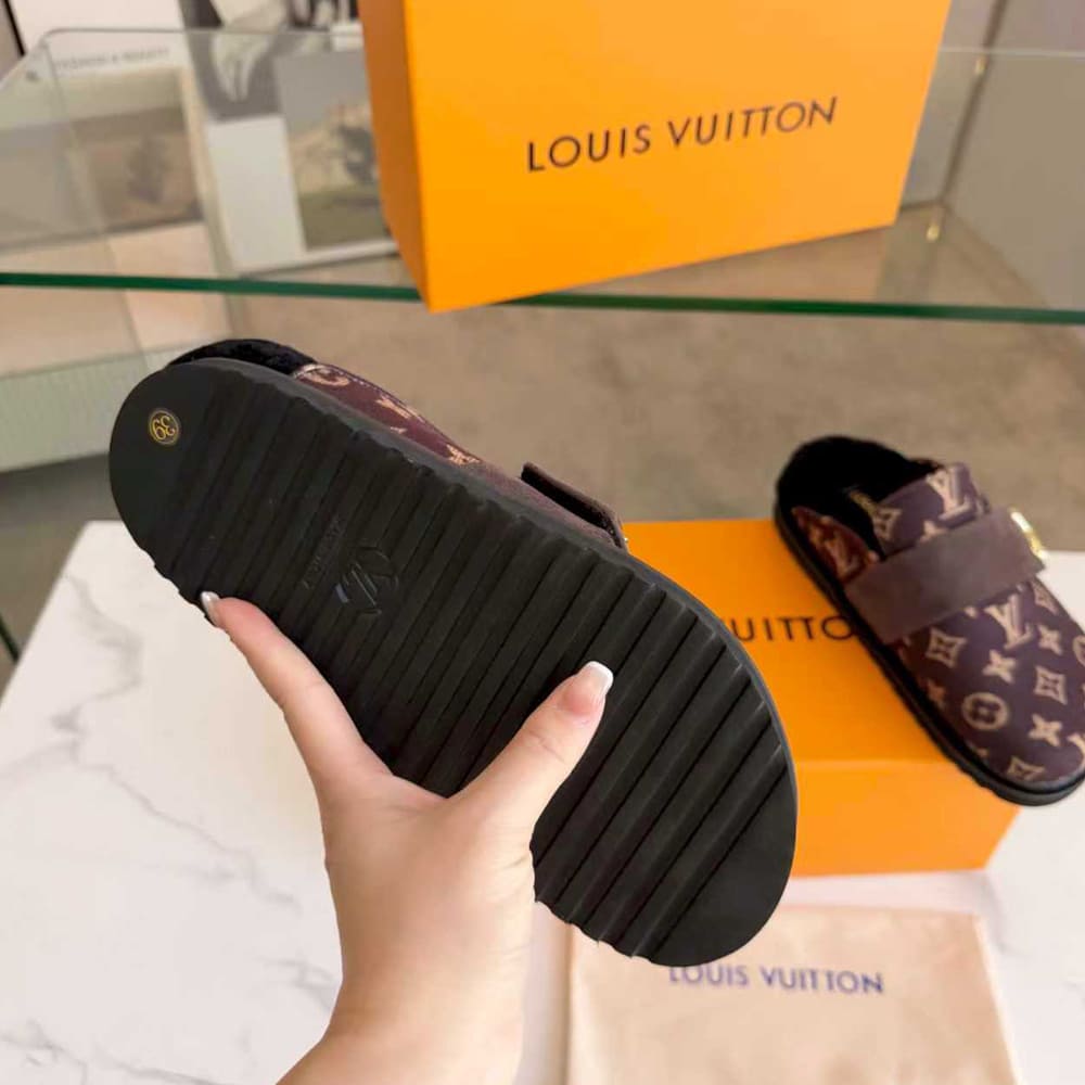 LV Monogram Wool Mules