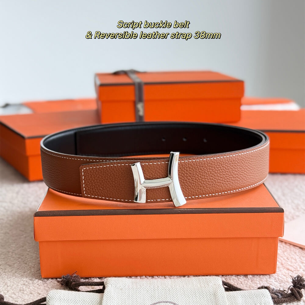H**me5 Fibbia da cintura Script & Pelle reversibile per cintura 38 mm