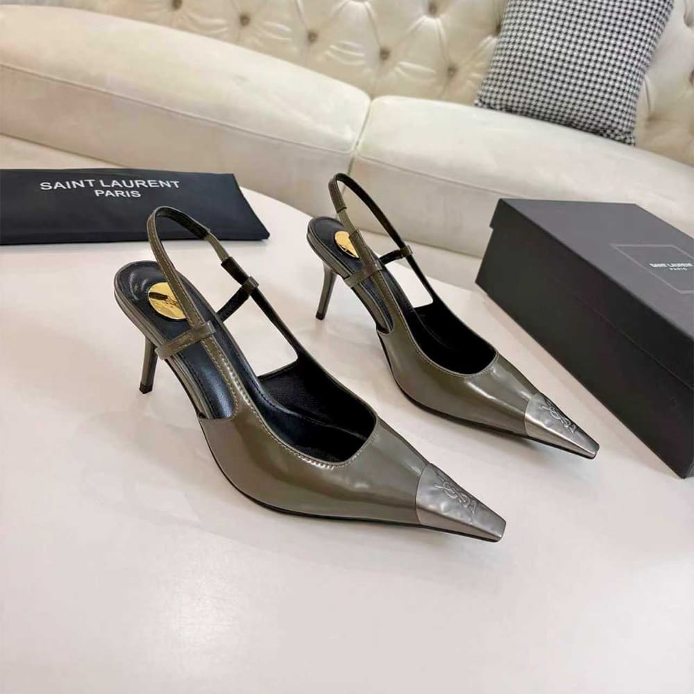 Y51 JEANNE slingback pumps in glazed leather