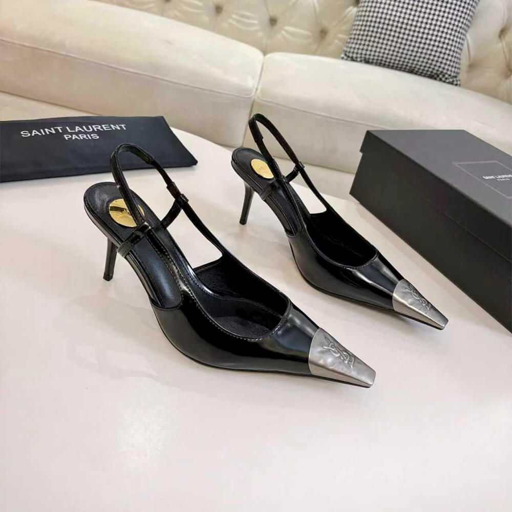 Y51 JEANNE slingback pumps in glazed leather