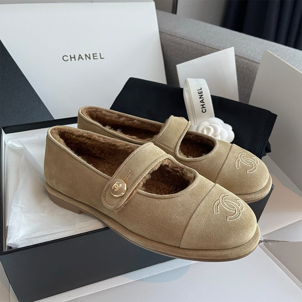 Ch**el Shearling Fur Mary Jane