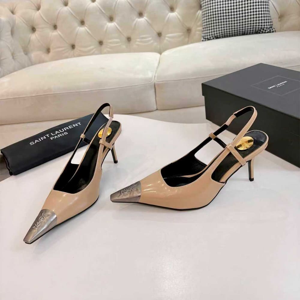 Y51 JEANNE slingback pumps in glazed leather