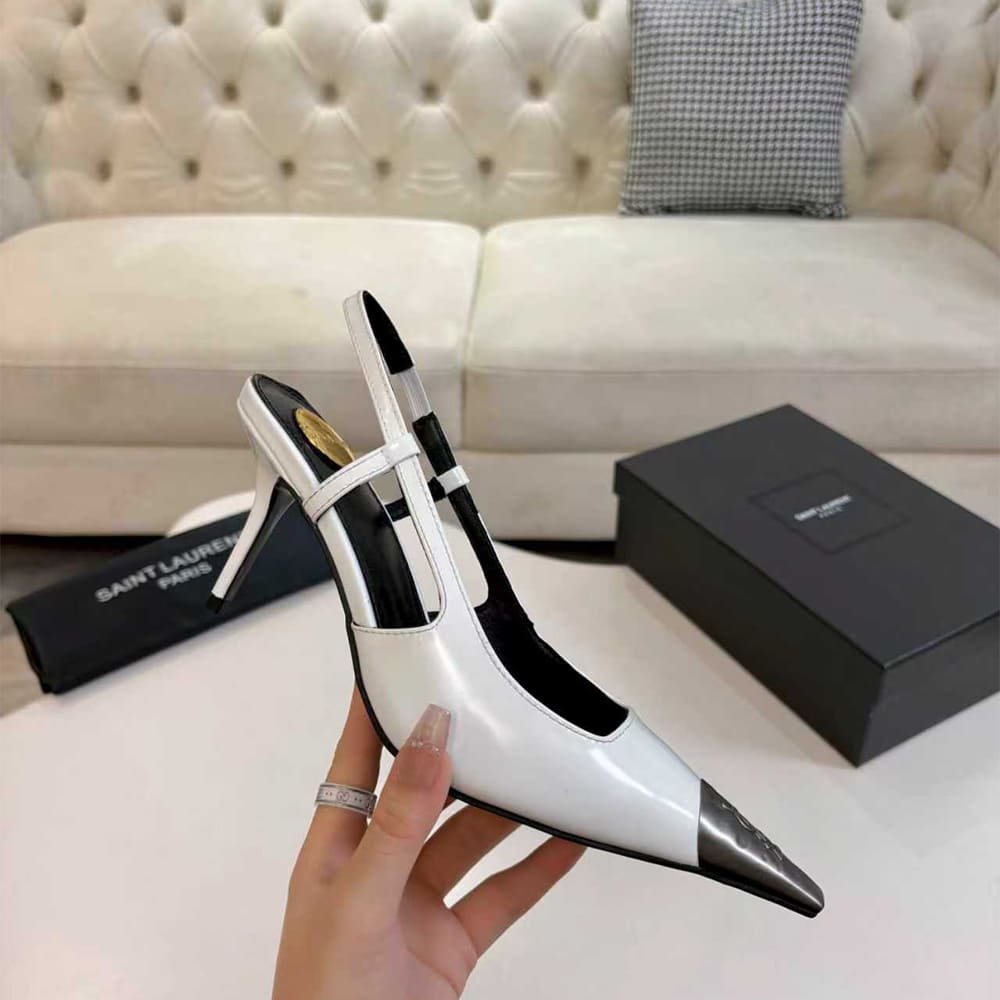 Y51 JEANNE slingback pumps in glazed leather