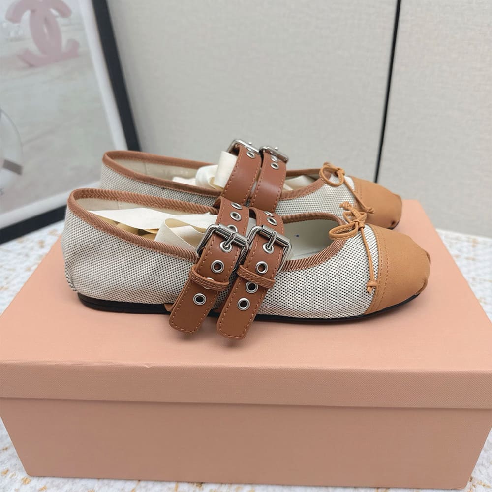 M1um1u Canvas and leather ballerinas (EU SIZE 35-40)