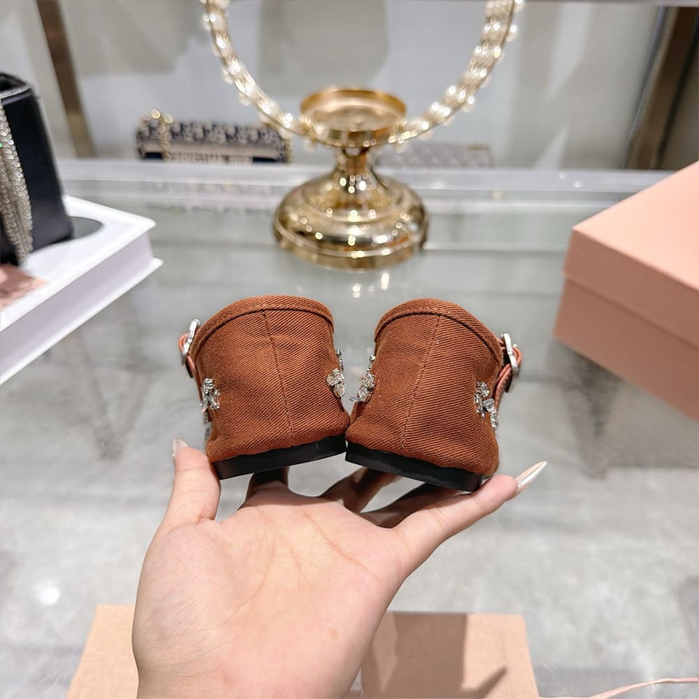 M1um1u Embroidered drill ballerinas (EU SIZE 35-41)