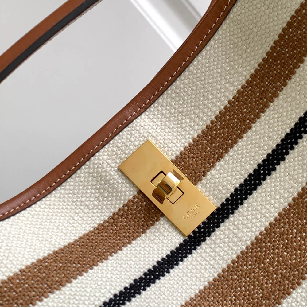 Ce1i*e BUCKET 16 BAG IN STRIPED TEXTILE WITH Ce1i*e JACQUARD(high-end grade)