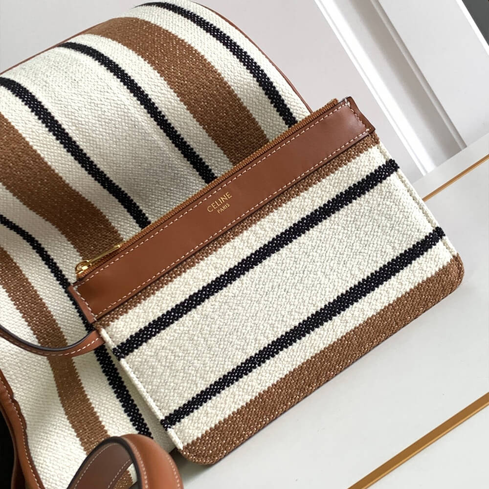 Ce1i*e BUCKET 16 BAG IN STRIPED TEXTILE WITH Ce1i*e JACQUARD(high-end grade)