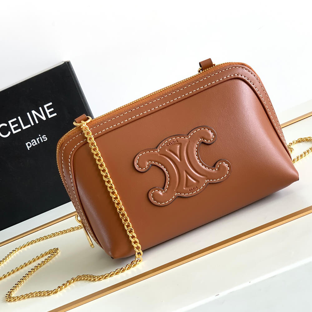 Ce1i*e Clutch on Chain Cuir triomphe IN smooth calfskin(High-end Grade)