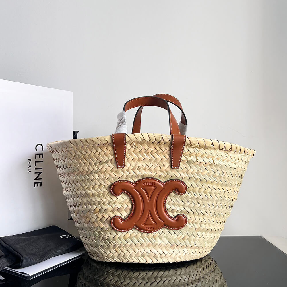 TEEN Ce1i*e CLASSIC PANIER in Palm leaves and Calfskin(high-end grade)