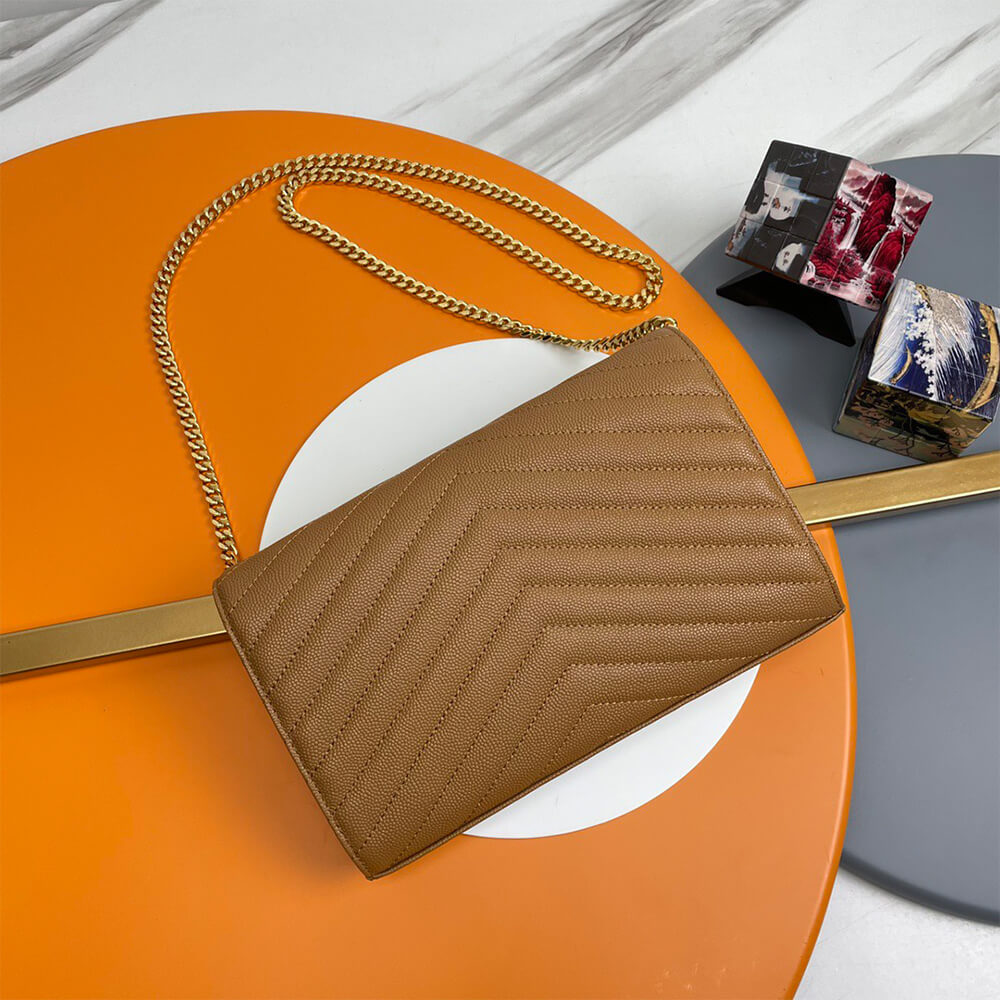 Y51 classic cassandre chain wallet in grain de poudre leather