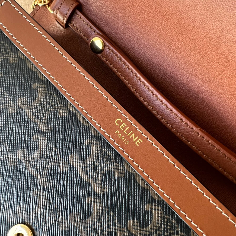 Ce1i*e WALLET ON CHAIN MARGO in TRIOMPHE CANVAS and calfskin(High-end Grade)